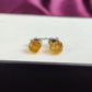 Raw Citrine Stud Earrings | Tiny Yellow Crystal Earrings November Birthstone Jewelry
