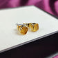Raw Citrine Stud Earrings | Tiny Yellow Crystal Earrings November Birthstone Jewelry