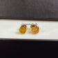 Raw Citrine Stud Earrings | Tiny Yellow Crystal Earrings November Birthstone Jewelry
