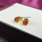Raw Carnelian Stud Earrings | Tiny Orange Crystal Earrings July Birthstone Jewelry
