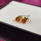 Raw Carnelian Stud Earrings | Tiny Orange Crystal Earrings July Birthstone Jewelry