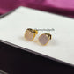 Raw Rose Quartz Stud Earrings | Tiny Gold Plated Crystal Earrings January Birthstone