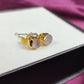 Raw Rose Quartz Stud Earrings | Tiny Gold Plated Crystal Earrings January Birthstone