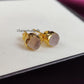 Raw Rose Quartz Stud Earrings | Tiny Gold Plated Crystal Earrings January Birthstone