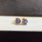Raw Tanzanite Stud Earrings | Tiny Rough Crystal Earrings December