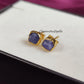 Raw Tanzanite Stud Earrings | Tiny Rough Crystal Earrings December