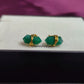Emerald Pencil Point Stud Earrings | Green Gemstone May Birthstone