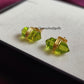 Green Amethyst Pencil Point Stud Earrings | Wire Wrap Gemstone