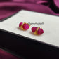 Ruby Double Point Pencil Stud Earrings | July Birthstone Pink Dainty