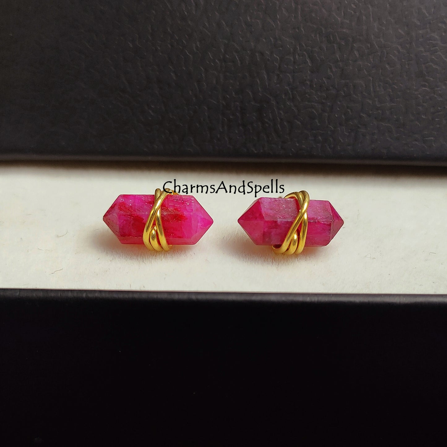 Ruby Double Point Pencil Earrings Studs, July Birthstone, Wedding Gift for Women, Pink Stud Earrings, Dainty Earrings, Gift For Mother, Gift