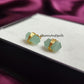 Aqua Chalcedony Pencil Point Stud Earrings | Minimalist Boho Wire Wrap Gemstone