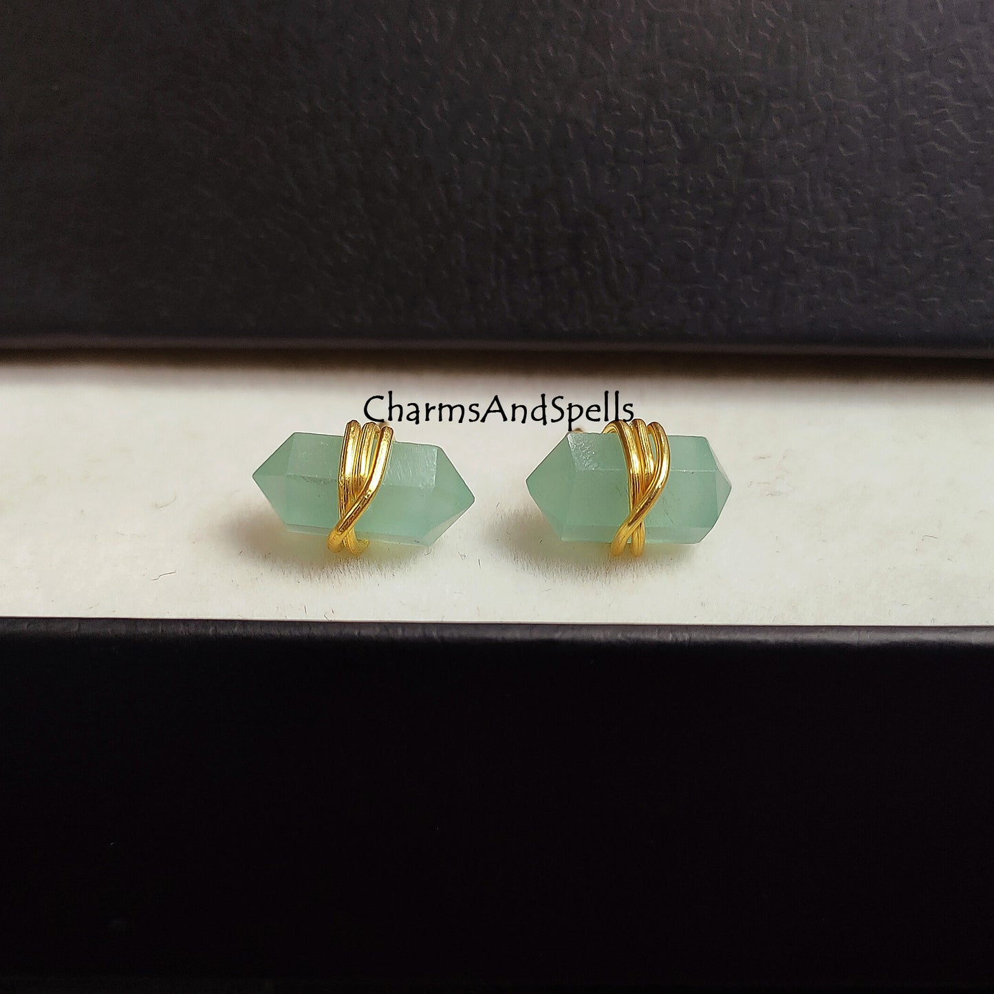 Aqua Chalcedony Studs, Minimalist Jewelry, Dainty Pencil Point Earrings, Boho Chalcedony Stud Earrings, Wire Wrap Earrings, Ethnic Earrings