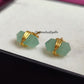 Aqua Chalcedony Pencil Point Stud Earrings | Minimalist Boho Wire Wrap Gemstone