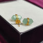 Aqua Chalcedony Pencil Point Stud Earrings | Minimalist Boho Wire Wrap Gemstone