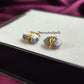Dendrite Opal Pencil Point Stud Earrings | Minimalist White Gemstone Earrings
