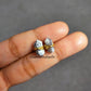 Dendrite Opal Pencil Point Stud Earrings | Minimalist White Gemstone Earrings