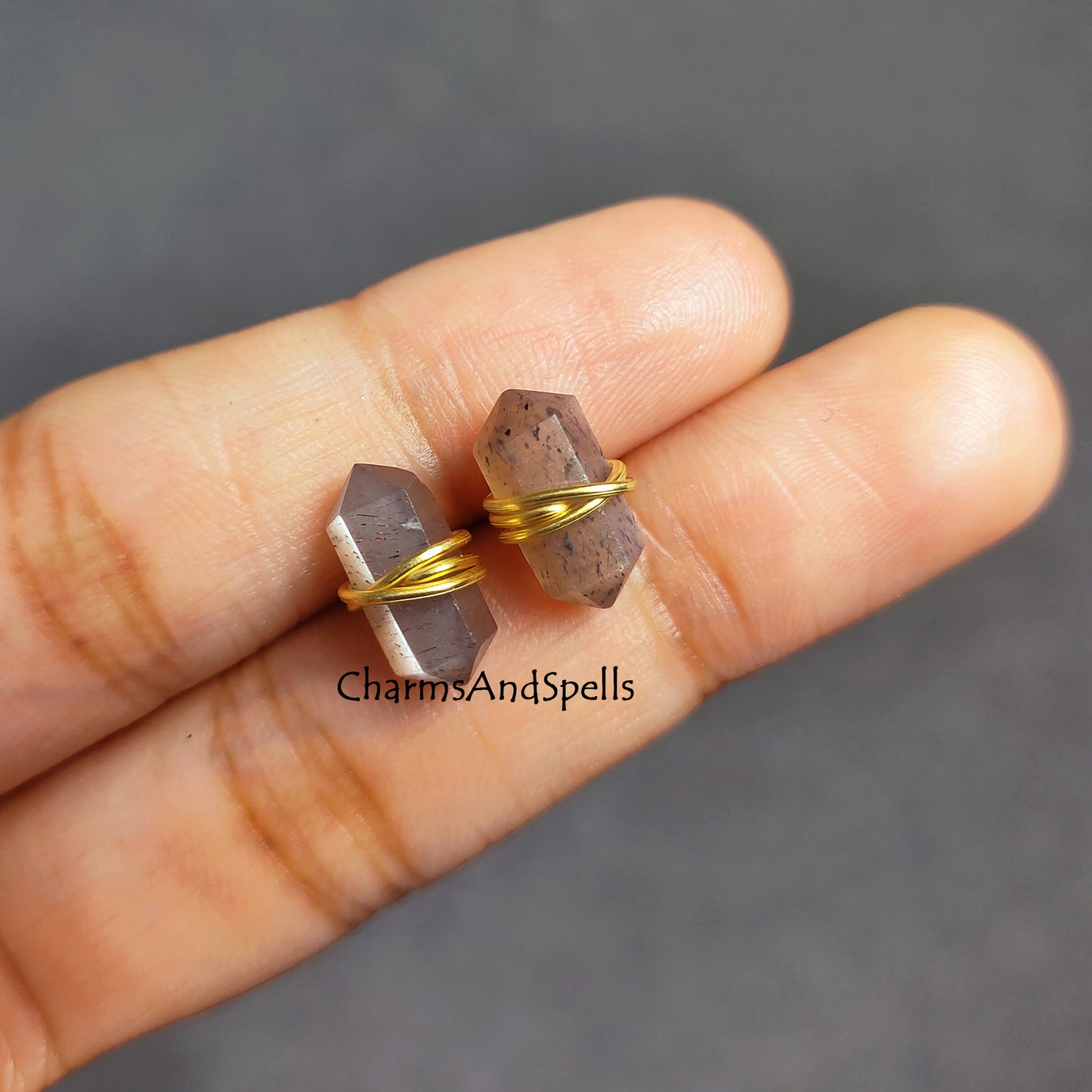 Natural Chocolate Moonstone Earring Studs, Double Terminated Gemstone Post Studs, Stud Earrings, Dainty and Elegant Studs, Gift For Women