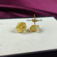Lemon Quartz Stud Earrings | Dainty Wire Wrap Flower Birthstone Gemstone Jewelry