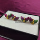 Ruby Zoisite Moon Stud Earrings | Wire Wrap Healing Gemstone Studs