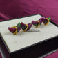 Ruby Zoisite Moon Stud Earrings | Wire Wrap Healing Gemstone Studs