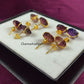 Fluorite Flower Stud Earrings | Natural Rainbow Gemstone