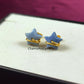 Blue Opal Star Stud Earrings | Dainty Wire Wrap Blue Stone Studs