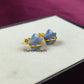 Blue Opal Star Stud Earrings | Dainty Wire Wrap Blue Stone Studs