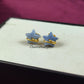 Blue Opal Star Stud Earrings | Dainty Wire Wrap Blue Stone Studs