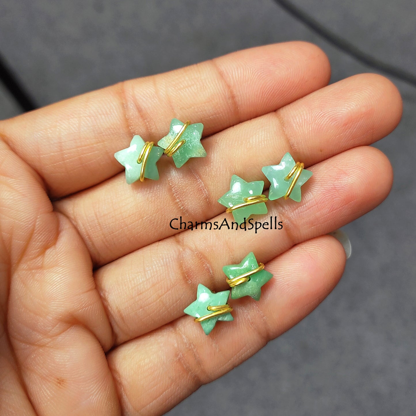 Green Gemstone Chrysoprase Stud Earrings, Healing Green Stone Earrings, Chrysoprase Jewelry, Star Shape Studs, Handmade Gift for Her, Gift