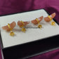 Peach Moonstone Moon Stud Earrings | Natural Gemstone Jewelry