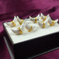 White Howlite Moon Stud Earrings | Natural Gemstone Gold Plated Jewelry
