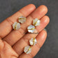 White Moonstone Flower Stud Earrings | Boho Wire Wrap Gemstone Jewelry