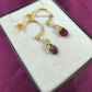 Natural Raw Ruby Dangle Earrings | Boho Pink Semi-Precious Stone