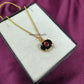 Black Onyx & Ruby Evil Eye Necklace | Minimalist Pendant