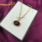 Black Onyx & Ruby Evil Eye Necklace | Minimalist Pendant