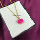 Hot Pink Chalcedony Diamond Evil Eye Necklace | Handmade Crystal Jewelry