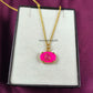 Hot Pink Chalcedony Diamond Evil Eye Necklace | Handmade Crystal Jewelry