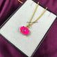 Hot Pink Chalcedony Diamond Evil Eye Necklace | Handmade Crystal Jewelry
