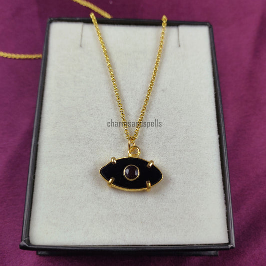 Natural Black Onyx Evil Eye Necklace, Evil Eye Pendants, Evil Eye Charm, Minimal Evil Eye Necklace, Nazar Necklace, Turkish Evil Eye, Gift