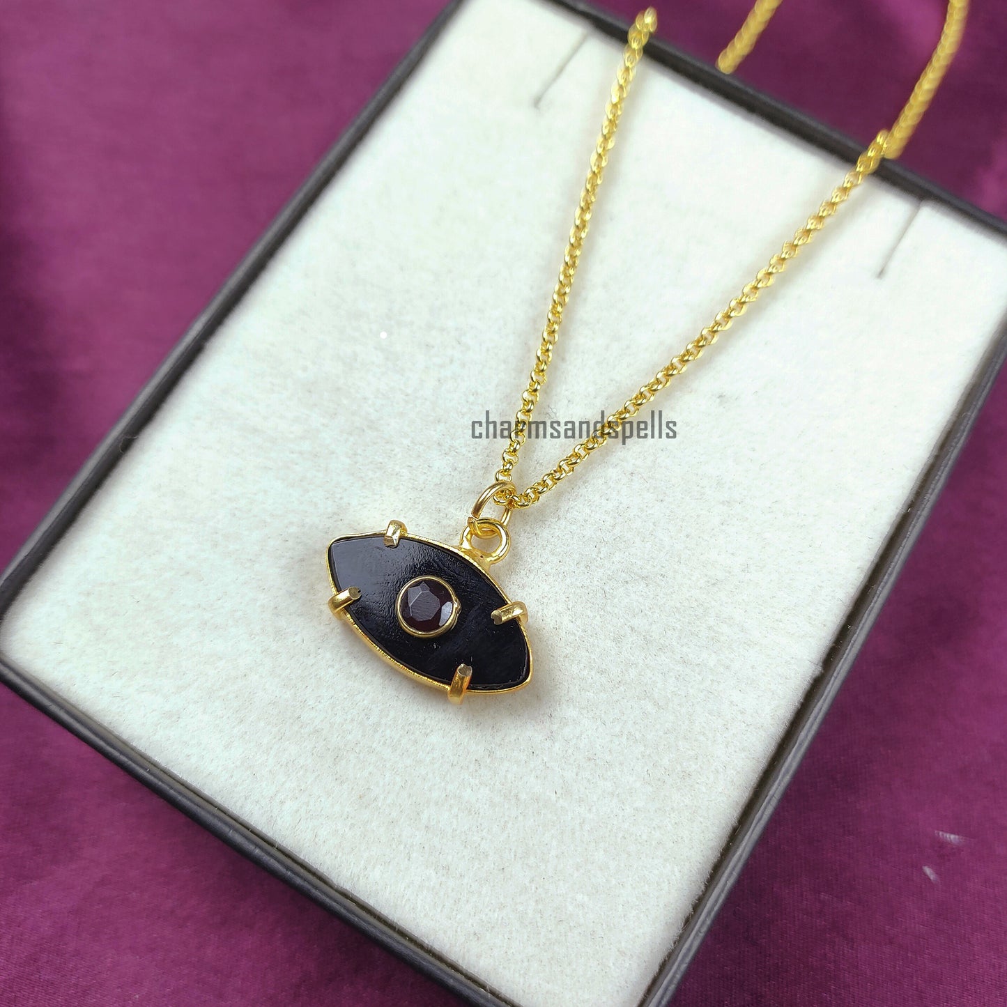 Natural Black Onyx Evil Eye Necklace, Evil Eye Pendants, Evil Eye Charm, Minimal Evil Eye Necklace, Nazar Necklace, Turkish Evil Eye, Gift