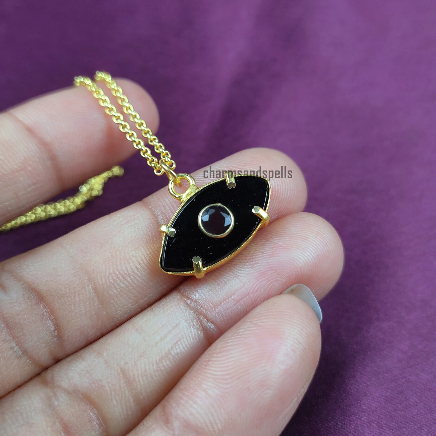 Natural Black Onyx Evil Eye Necklace, Evil Eye Pendants, Evil Eye Charm, Minimal Evil Eye Necklace, Nazar Necklace, Turkish Evil Eye, Gift