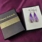 Purple Agate Drop Earrings | 925 Silver Plated Dangle Gemstone Jewelry