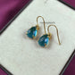 Blue Topaz Dangle Earrings | 14K Gold Plated Minimalist Jewelry