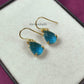 Blue Topaz Dangle Earrings | 14K Gold Plated Minimalist Jewelry