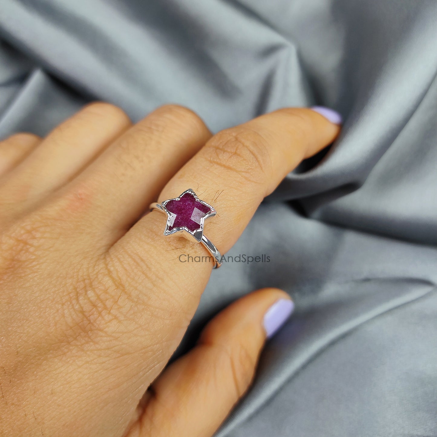 Ruby Star Ring, Electroplated Jewelry, Pink Ruby Ring, Natural Ruby Ring, Star Ring, Gemstone Ring, Birthstone Ring, Gift Jewelry, Gift