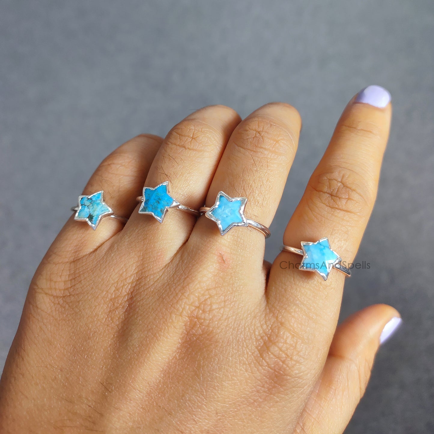 Turquoise Ring, Electroplated Ring, Blue Turquoise Ring, Healing Crystal Ring, Chunky Turquoise Ring, Turquoise Star Jewelry, Gift for Her