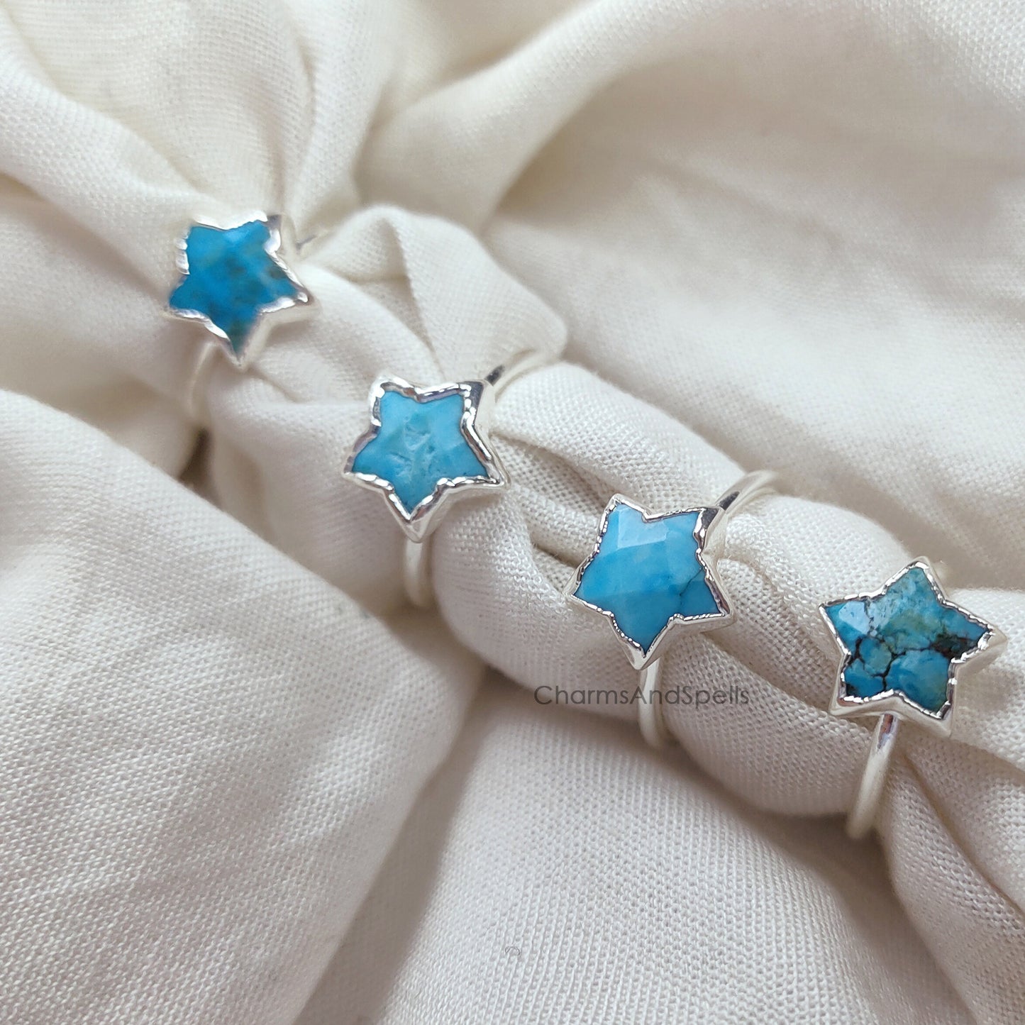 Turquoise Ring, Electroplated Ring, Blue Turquoise Ring, Healing Crystal Ring, Chunky Turquoise Ring, Turquoise Star Jewelry, Gift for Her