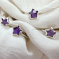 Natural Purple Amethyst Star Ring | Electroplated Boho Ring