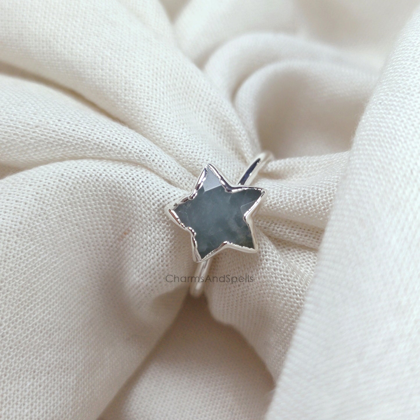 Natural Aquamarine Ring, Women Ring, Electroplated Statement Ring, Star Boho Ring, Handmade Ring, Gemstone Ring, March Birthstone Ring