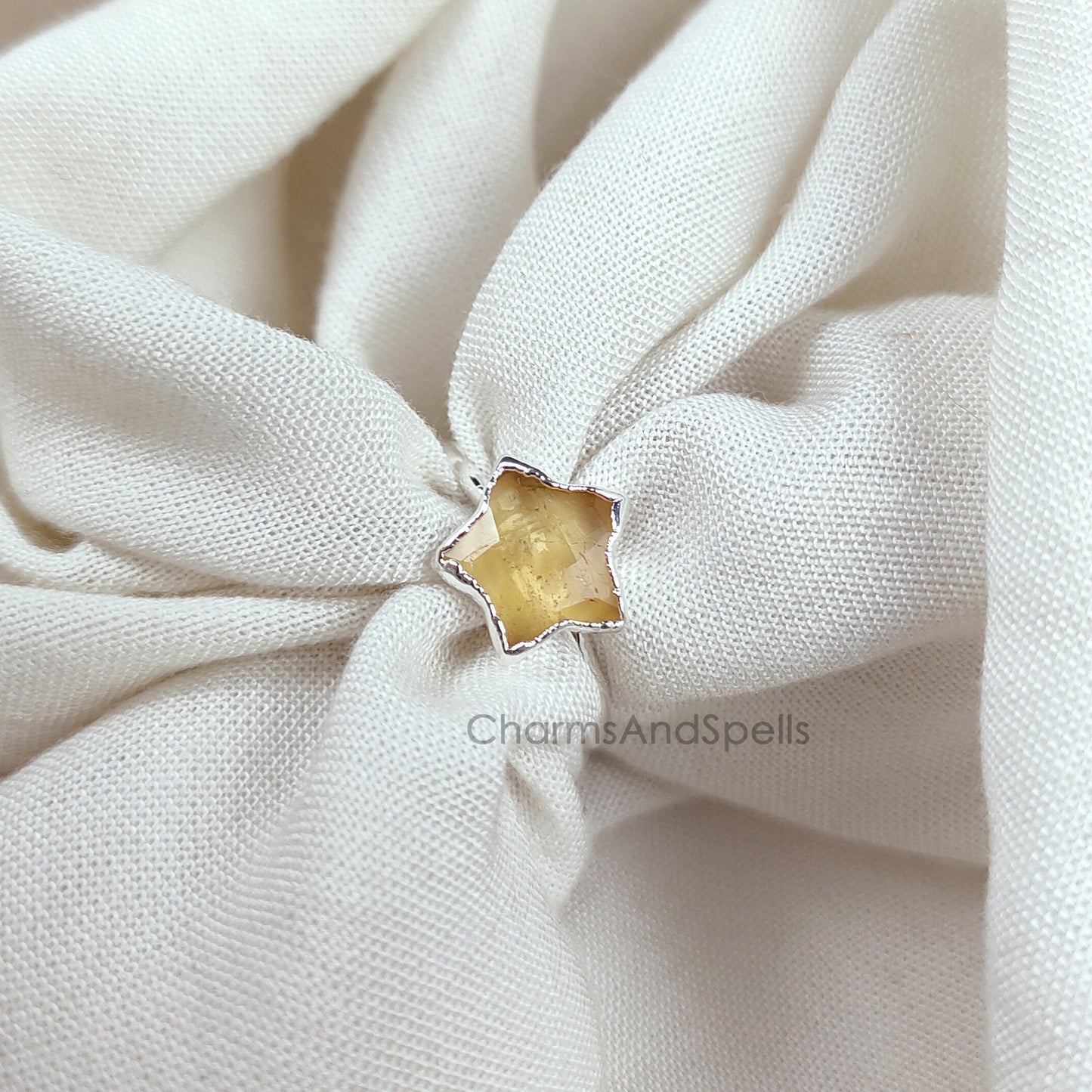 Natural Citrine Ring, Star Shape Citrine Ring, Electroplated Ring, November Birthstone Ring, Crystal Ring, Gemstone Ring, Statement Ring